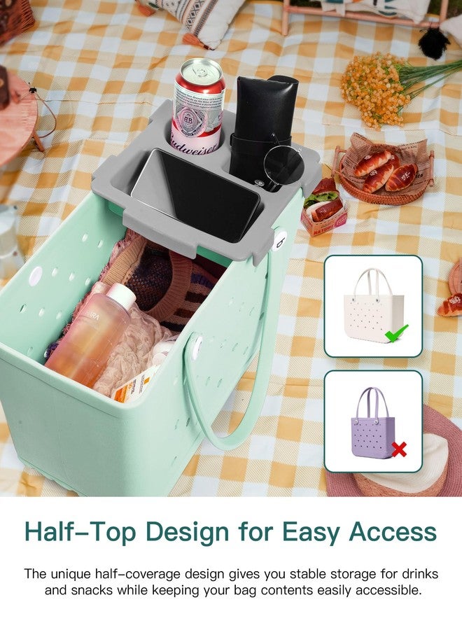 DGLOZE Organizer Tray Top for Bogg Bag - Cup Holder & Storage Lid Compatible with Bogg Bags XL - Fit for Stanley 30 oz 40 oz Cup - Outdoor Beach Bag Top Insert - Easy to Clean (Grey) - Image 2